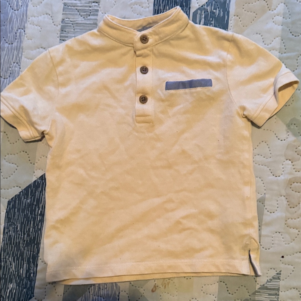 Primark Kids Cream Polo Shirt with Button Detail